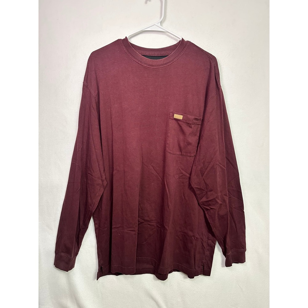 Pendleton Mens Long‎ Sleeve Pocket T-Shirt Burgundy Maroon Cotton Crewneck LG